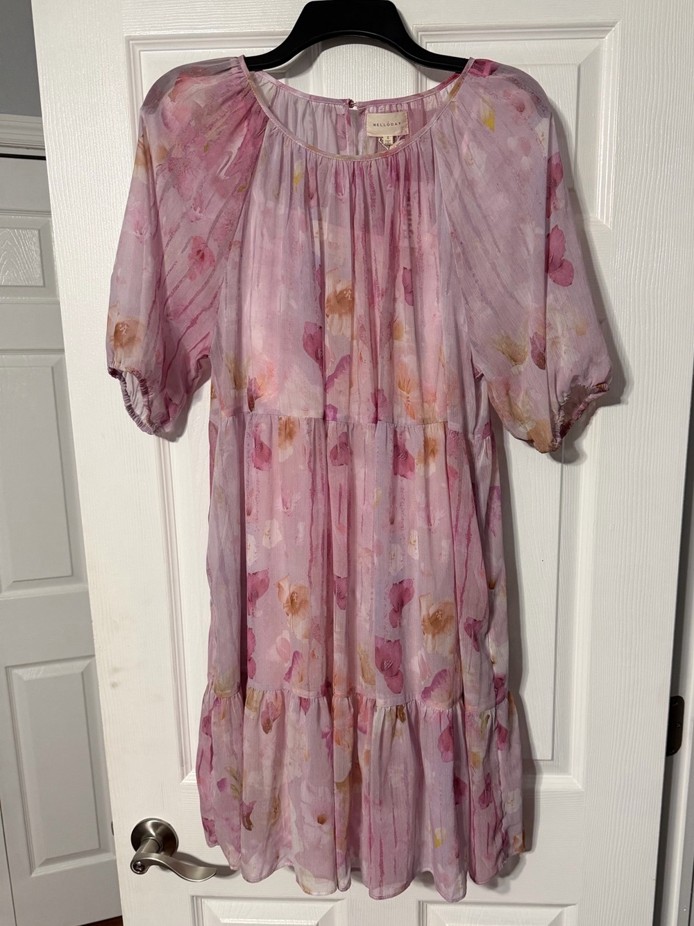 NWT MELLODAY Floral Tiered Chiffon Dress